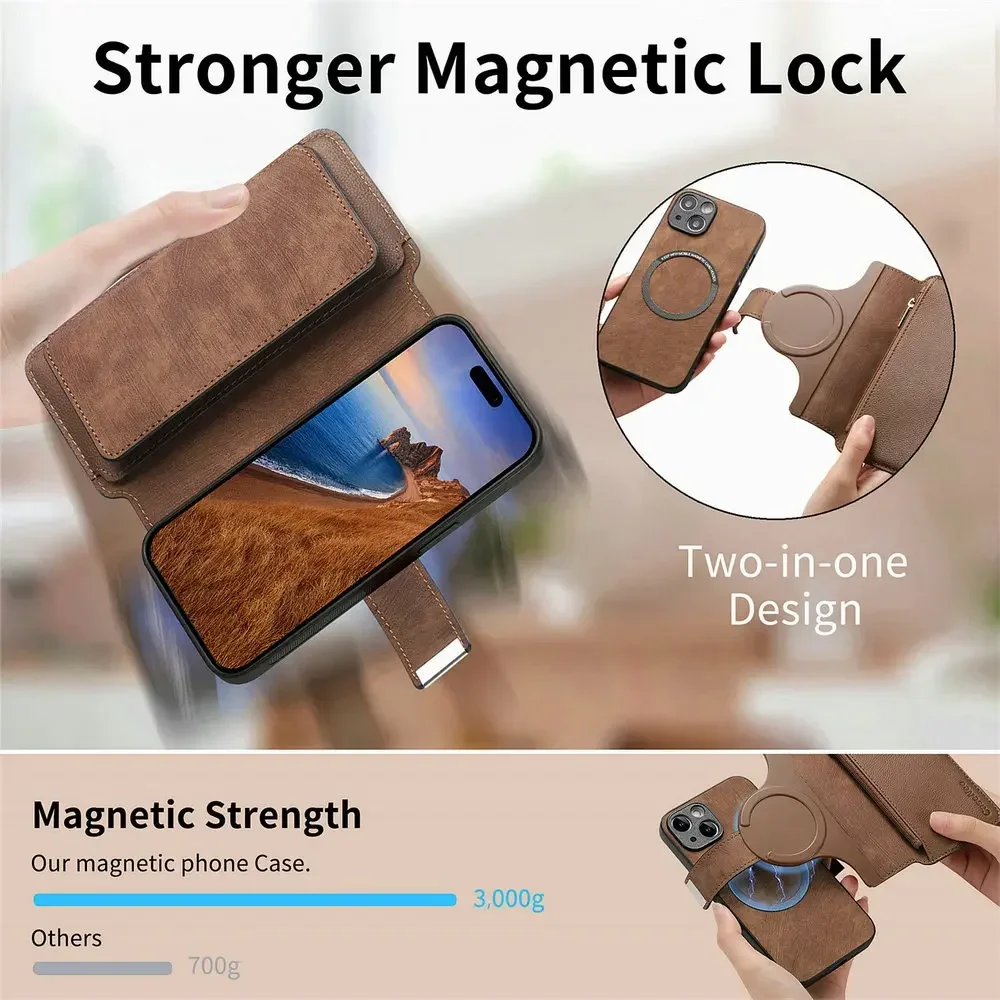 Leather RFID Wallet & Case with Zipper – Fits Honor and Huawei Smartphones
