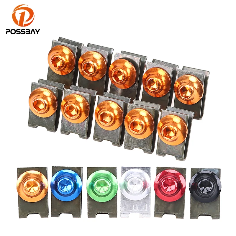 

10Pcs/Lot 5mm Motorcycle Fairing Body Bolts Nuts Accessories Scooter Dirt Bike Spire Speed Fastener Clips Screw Spring Bolts