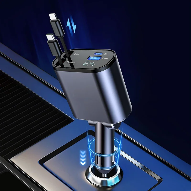 Retractable Car Charger USB Type C Fast Charging Cable