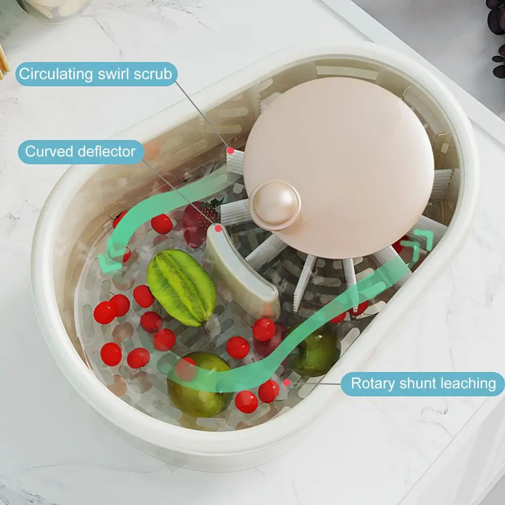 Fruit Solution Efficient Fruit Vegetable Washer with Large Capacity Spinner Bowl Detachable Brush Drain Basket for Easy Cleaning 3