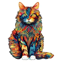 Cat Pattern Wooden Puzzle Animal Shape Wood Puzzles unique Cat Shapes Jigsaw puzzle Alien Animal Jigsaw Puzzle Educational Toys 2