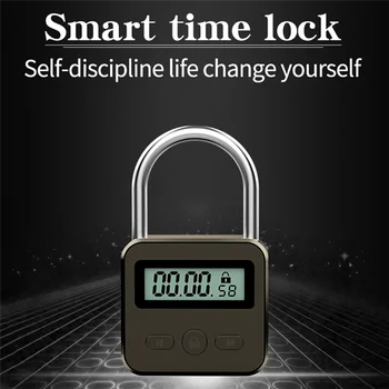 A42Z-Smart Time Lock LCD Display Electronic Timer Switch USB Rechargeable Timer Padlock Travel Electronic Timer 1
