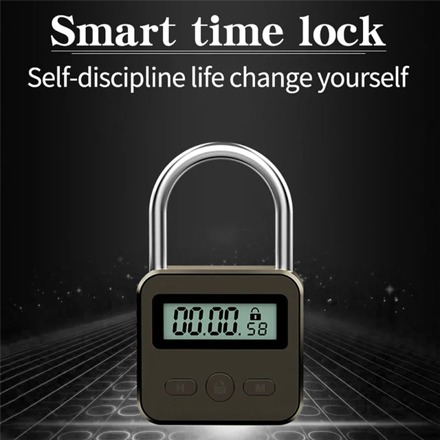 A42Z-Smart Time Lock LCD Display Electronic Timer Switch USB Rechargeable Timer Padlock Travel Electronic Timer 1