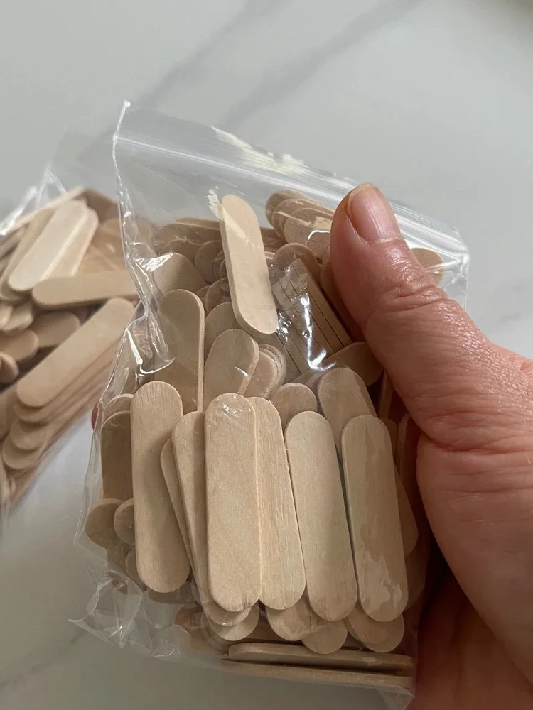맞춤형 1.6 인치 (4cm) 소형 바디 크림 화장품 주걱, 일회용 설탕 스크럽, 나무 아이스크림 푸딩 패브스틱, x200