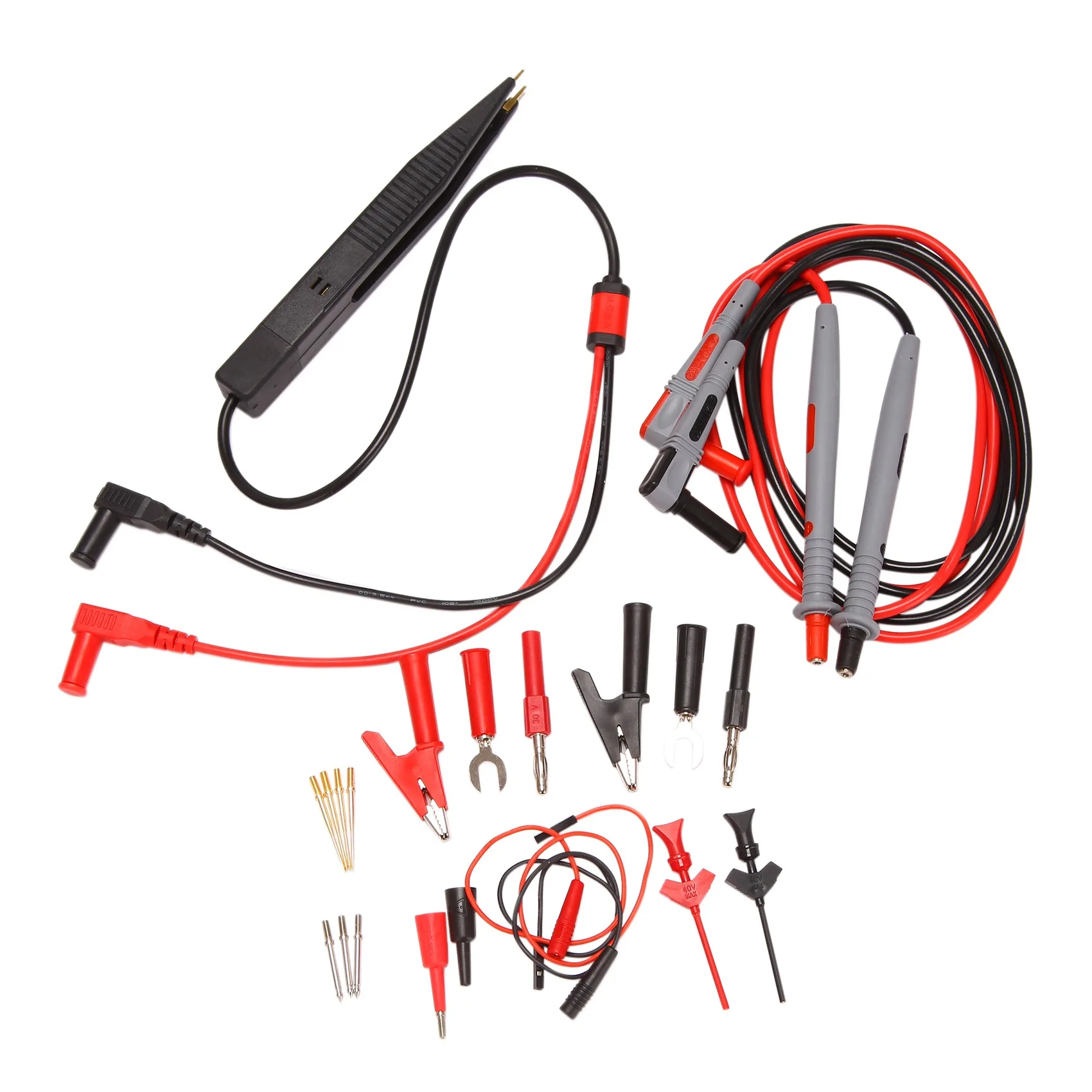 

Multimeter Test Leads Kit Digital Electrical Test Probes Set with Alligator Clips Mini Grabber Test Hook Clips Tweezer