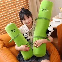 Kawaii Panda Long Green Bamboo Plush Pillow Stuffed Sleeping Leg Support Bolster Small China Panda Plushie Decor Peluche Gift 2