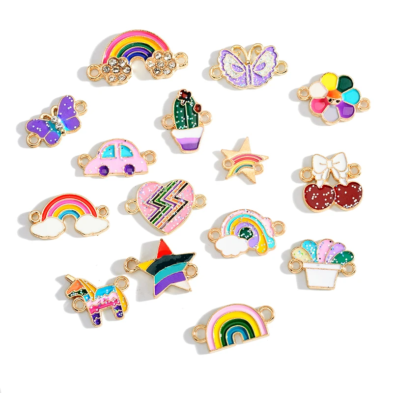 10P Cs Bunte Mixed Schmetterling Regenbogen Augen Blume Schmuck Stecker Anhänger Charms DIY Halskette für Schmuck Machen Zubehör – Detail 1