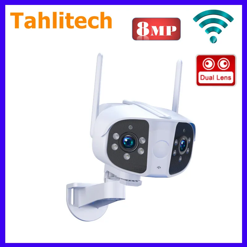 

8MP 4K Dual Lens Camera 180° Wifi IP Camera Security Protection Ai Human Detect Security Surveillance Camera Two-way Audio Talk