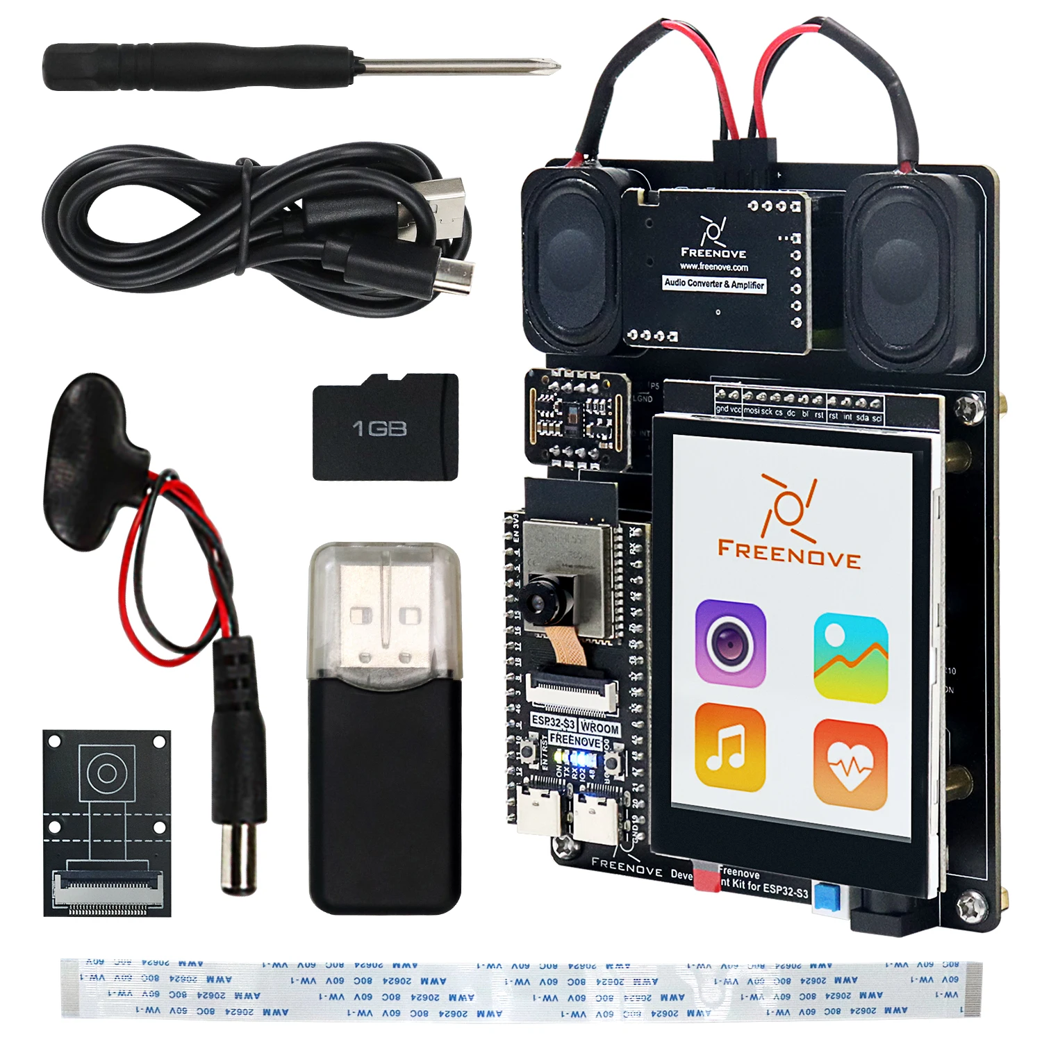 ESP32-S3 CAM Development Kit Wireless Dual-core 32-bit 240 MHz Touch Screen Stereo Speakers Heart Rate Sensor esp32 s3 cam development kit