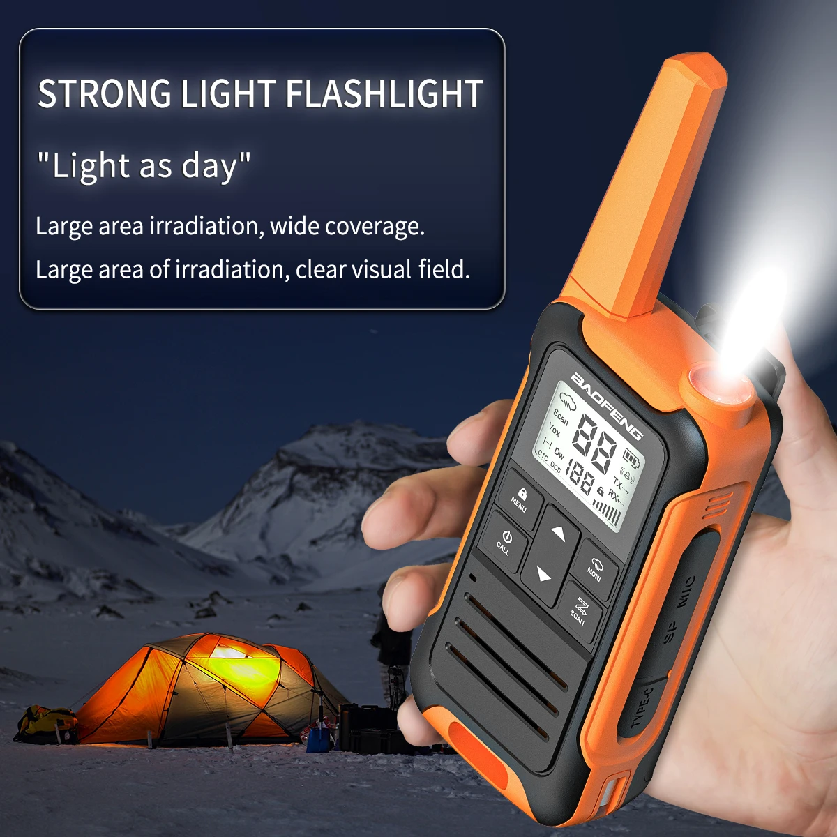 2 Stück Baofeng F22/T22 Mini Walkie-Talkie PMR Langstrecken-Akku-Funkgerät mit Typ-C-Ladegerät für Campingreisen – Detail 7
