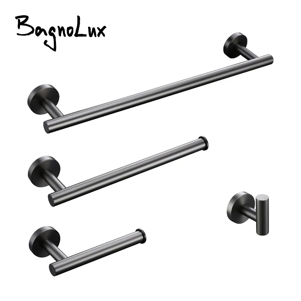 Bagnolux สแตนเลสปืนสีเทาสีดำ Chrome Brushed Gold ตะขอแขวนผ้าเช็ดตัวผู้ถือกระดาษห้องน้ำอุปกรณ์เสริม 1