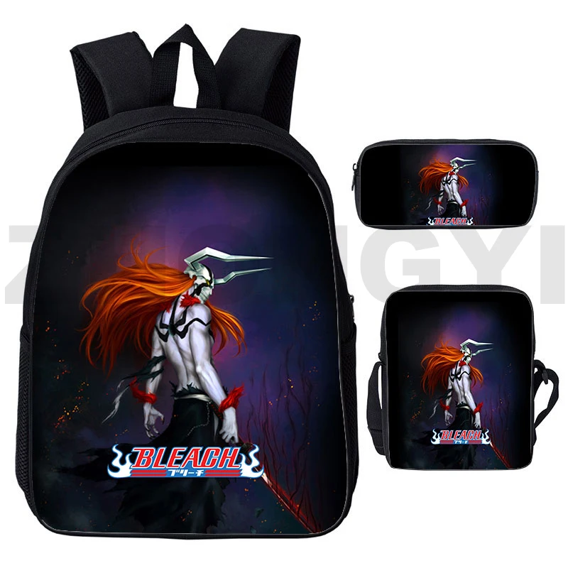 

Trend 3D Print Anime Bleach Backpack Ladies Schoolbag 3 Pcs/Set Canvas Cartoon Men Bookbag Multifunctional Outdoor Sport Packbag