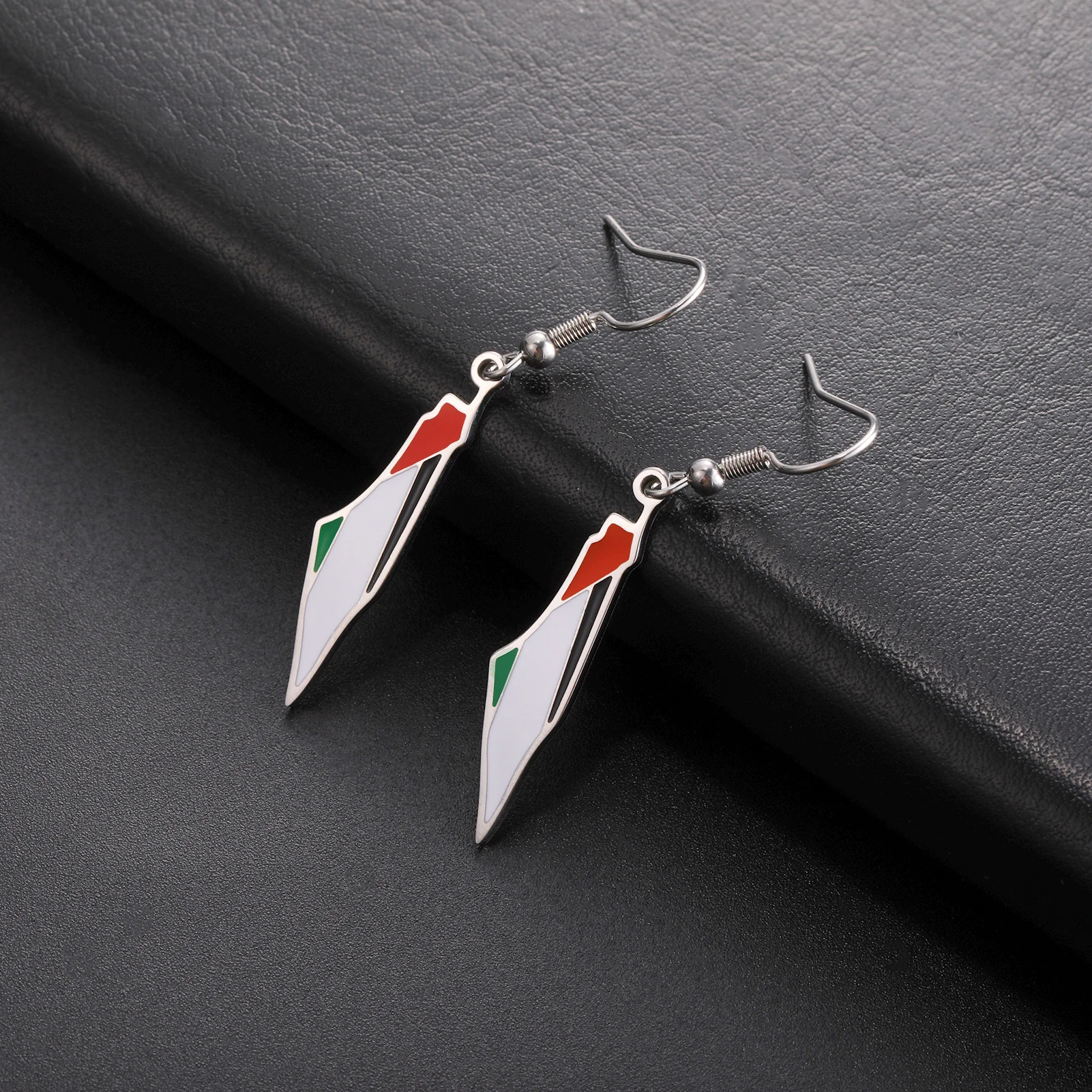 Israel Palestine Map Dangle Earrings - Cross Shape Drop Earrings, Solid Color, Hook Back, Jewelry For Women & Men