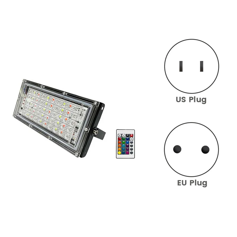 원격 LED 투광 조명 반사판 램프, 방수 IP65 야외 투광 조명, 정원 LED RGB 스팟