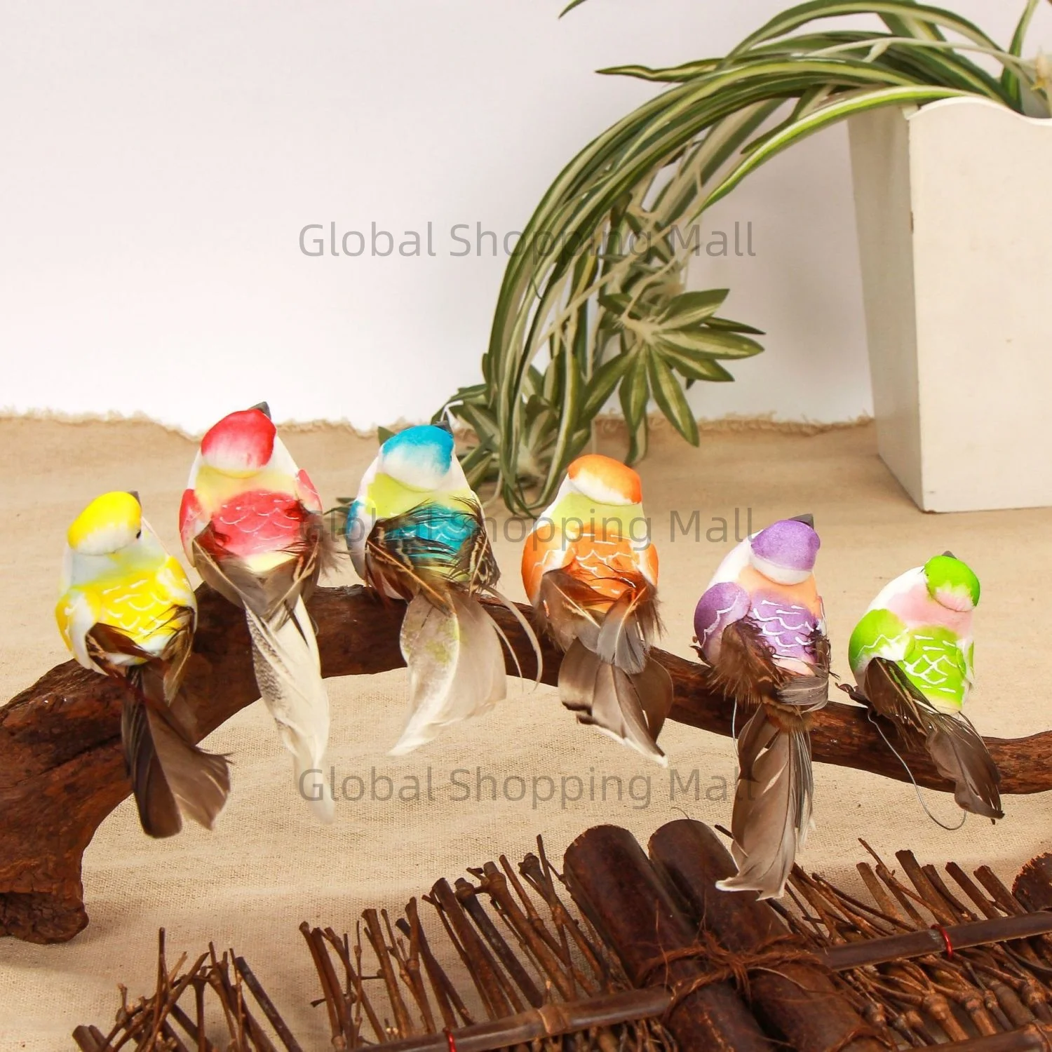 6 Stück künstliche Vögel aus Schaumstoff, Feder-Vogel-Ornament für Vogelhaus, Basteln, Weihnachtsbaum-Dekoration, Geburtstagsparty-Geschenk, Vogelmodell – Detail 3