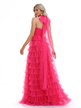 فساتين سهرة رسمية فاخرة بدون أكمام على شكل حرف v من التل 2025 أنيقة لحفلات الزفاف من التل للنساء فساتين كوكتيل لوصيفة العروس للحفلات الراقصة 2