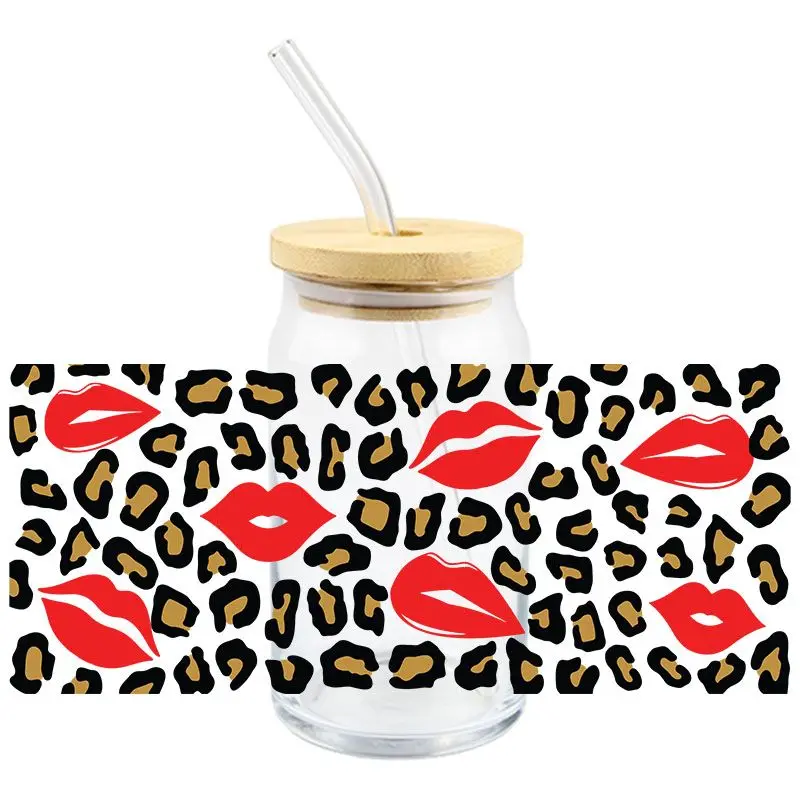 3D Leopard UV DTF Transfer Sticker Design Waterproof 16OZ Cups Wraps Sticker Rub On Transfers for Crafts Furniture