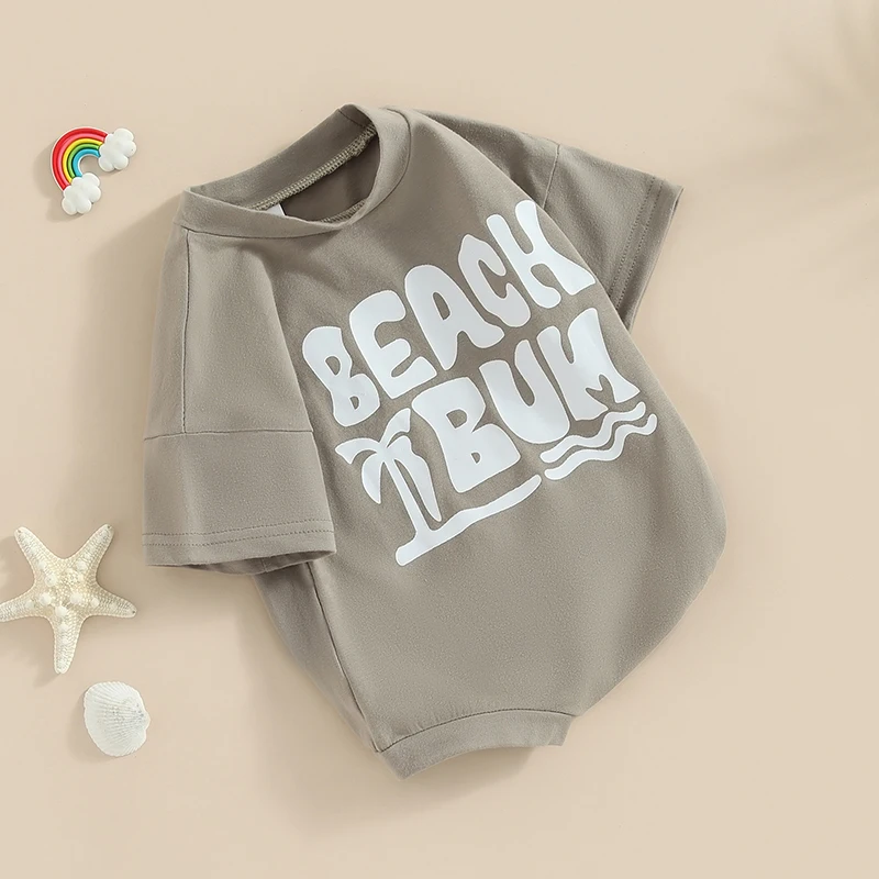 Manga curta romper para bebê recém-nascido, roupas de praia oversized para meninos e meninas, verão