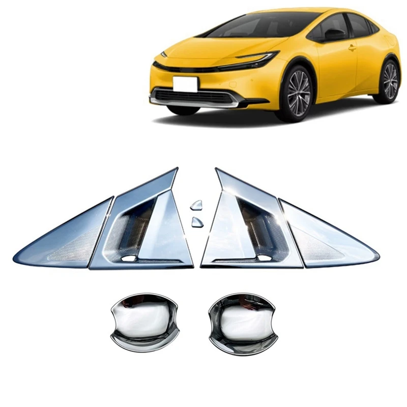 

Автомобильная боковая дверная ручка, крышка чаши, отделка, автомобильные аксессуары, серебристый АБС-пластик для Toyota Prius 60 серии 2023, аксессуары