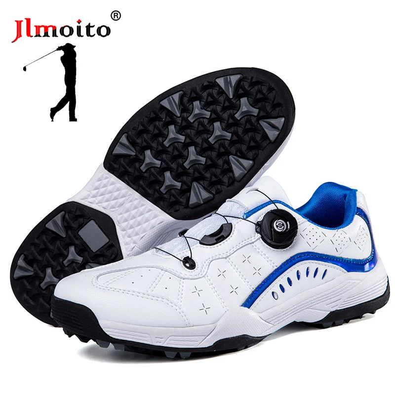 

Waterproof Men Golf Shoes Leather Tennis Shoes Quick Lacing Non-slip Golf Sneakers Breathable Spikeless Golf Training Sneakers
