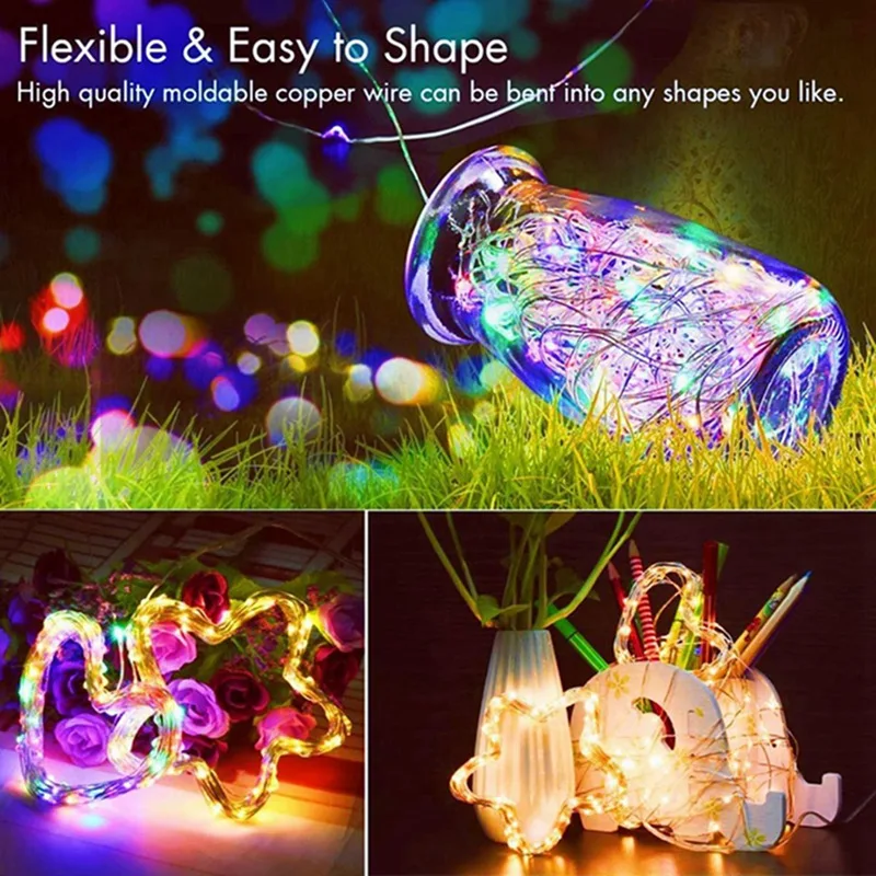 20-Pack Silver Copper Wire Fairy String Lights - Battery-Powered Decorative Lighting for Weddings, Parties, and Christmas