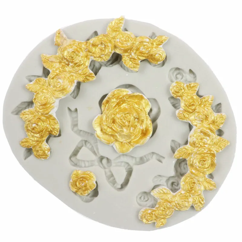 

3D Baroque Petal Silicone Mold Fondant Chocolate Embossed Flower Wreath Carved Baking Tools Cake Decorative Plaster Resin Mould