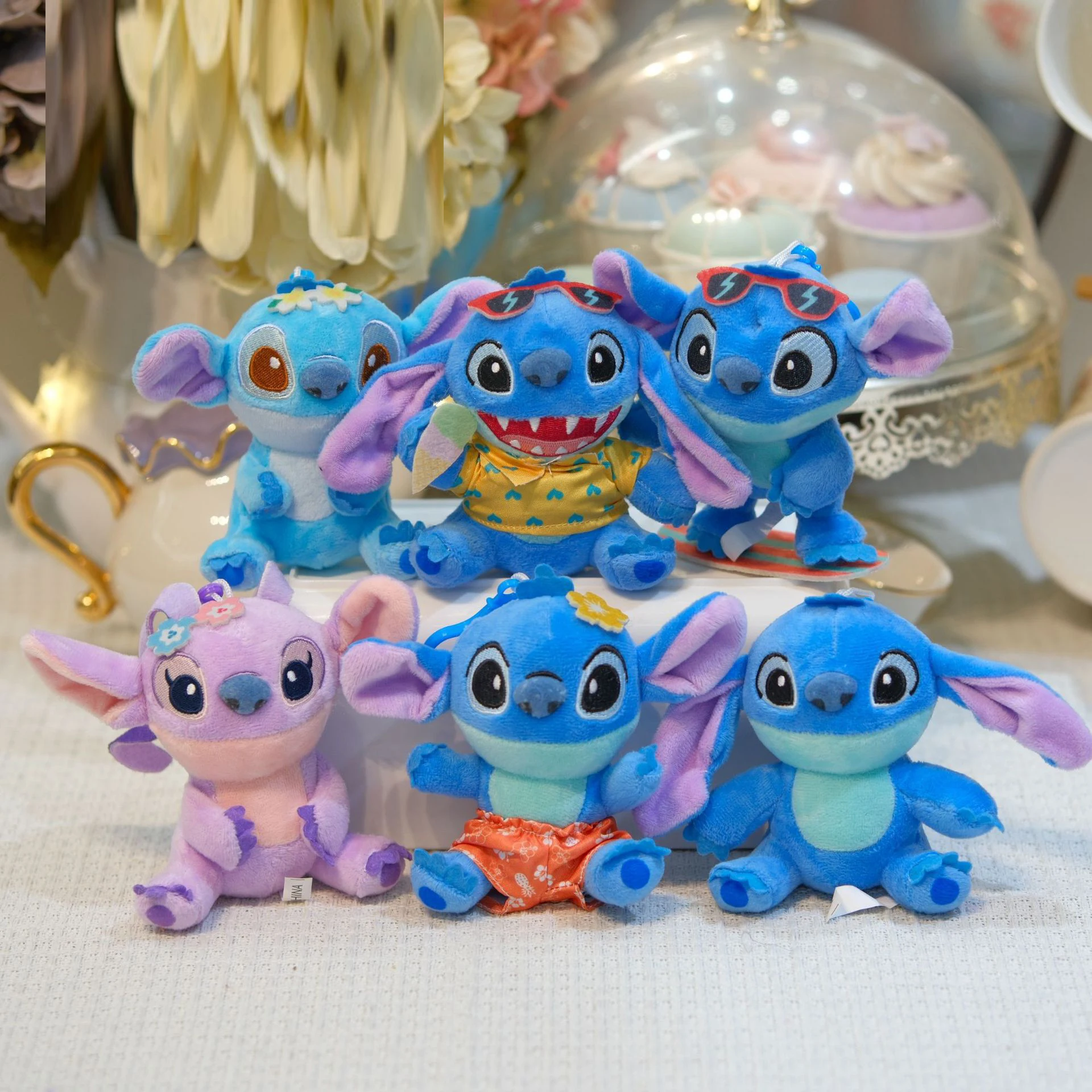 Wholesale 24pcs/lot 4inch hot new styles anime Lilo Stitch Plush keryring Stuffed doll toy keychain gifts 2