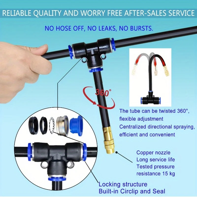 Plants Irrigation Kits Drip Irrigation 20/15/10/5M Greenhouse Drip Automatic Irrigation Kit System 360&deg; Brass Tubing Hose Patio Misting Plant Watering Distribution