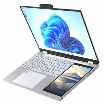 Nueva Computadora Portátil con Pantalla Doble LCD de 15.6 Pulgadas + 7 Pulgadas, Computadora Portátil Core N95, DDR4 de 16 GB, Pantalla Táctil 2