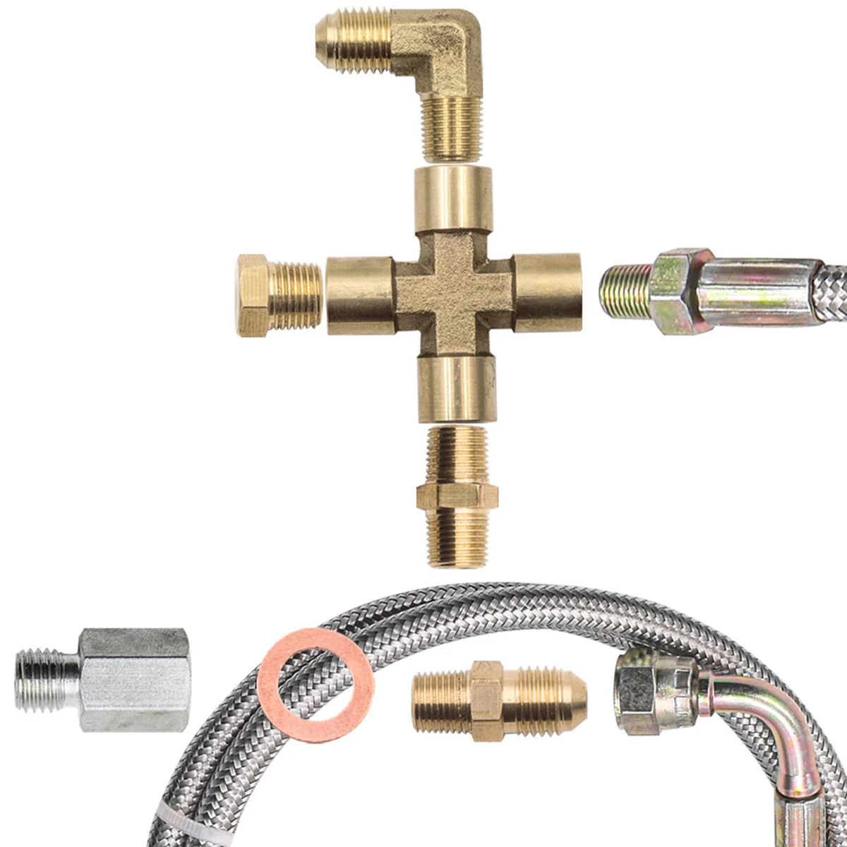 Car Turbo Pipes Turbo Pipes Tubes Car Turbo Seal Kit Turbo Oil Feed Line Kit Universal Oil Return Line Kit Drain with 1/8 NPT 90 &deg; 4 AN To 1/8 NPT Connector