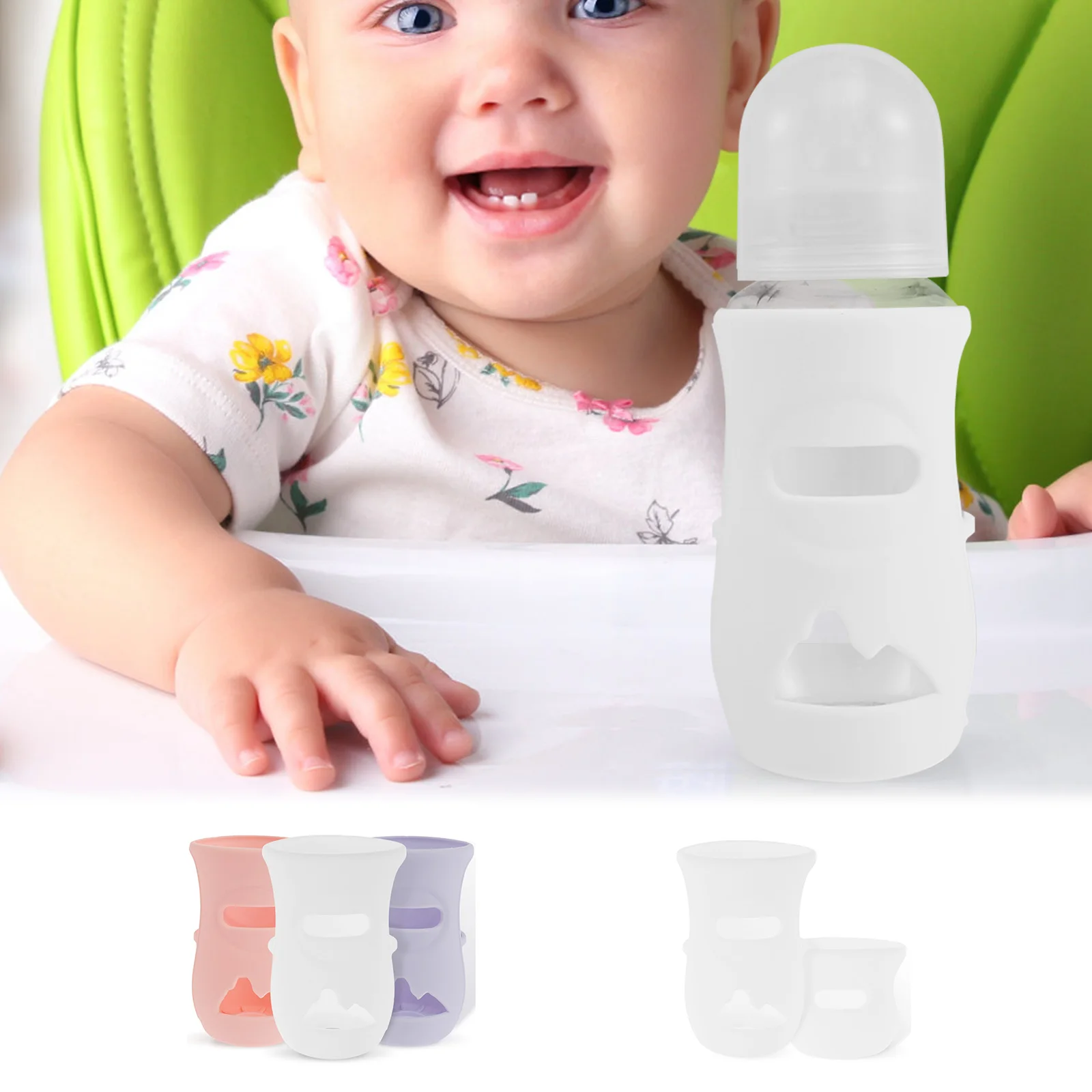 Silicone Sleeves Silicone Baby Bottle Cover Insulated Glass Bottle Compatible with AVENT Glass Natural Baby 4/8Oz