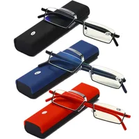 Lunettes de lecture flexibles demi-monture avec boîte pour hommes et femmes, portables, Anti-bleu, unisexe, presbytie, + 1.0 à + 4.0 1