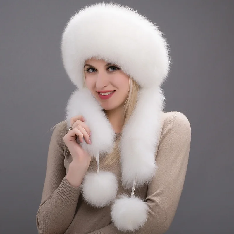 Настоящий Лисий мех шляпа с рисунком