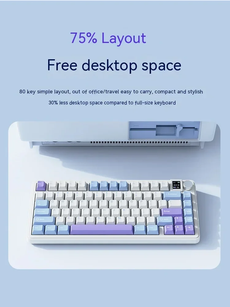 XINMENG M75 기계식 키보드, 트라이 모드, 무선 RGB 개스킷, 커스텀 스크린, 다기능 노브 게이밍 키보드, 핫 스왑 게이머