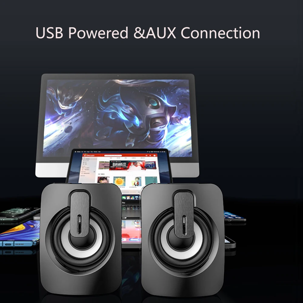 Computer Speakers bluetooth speaker computer speakers PC Sound Box HIFI Stereo Microphone USB Wired With LED Light For Desktop Computer