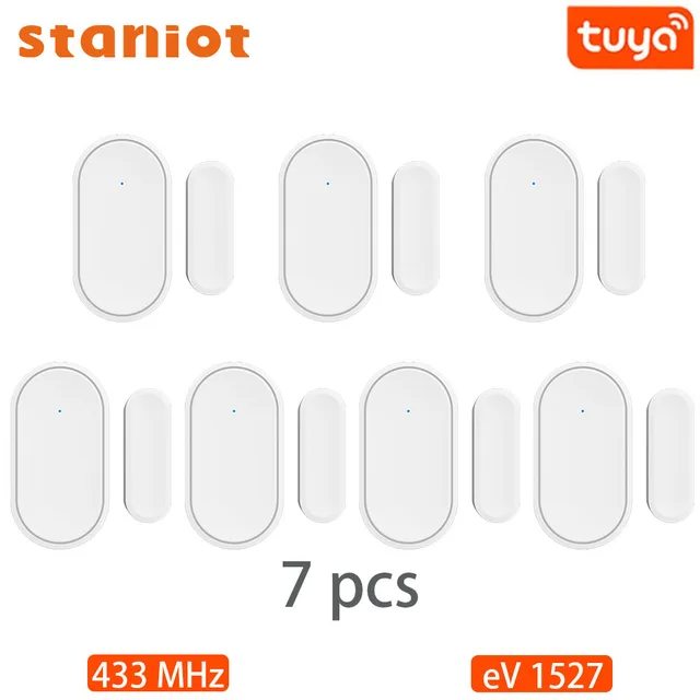 Staniot DS030 Tuya 433mhz Alarm Accessories Smart Remote Control Wireless Door and Window Alarm Sensor Door Open/Closed Detecors 13-DS030-7pcs