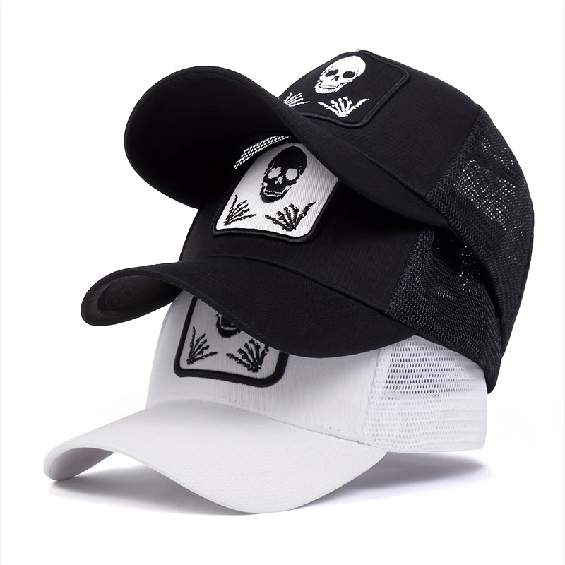 666 Caps Unisex Skull Finger 666 Embroidery Baseball Net Caps Spring and Summer ...