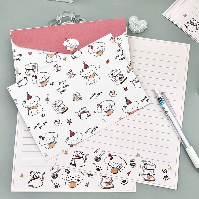Cute Cartoon Dog Envelopes 8pcs/set for Letters DIY Letter Pad Gift Wrap Bag Wedding Party Invitation Card Cover Cute Stationery kraft paper envelopes mini envelopes