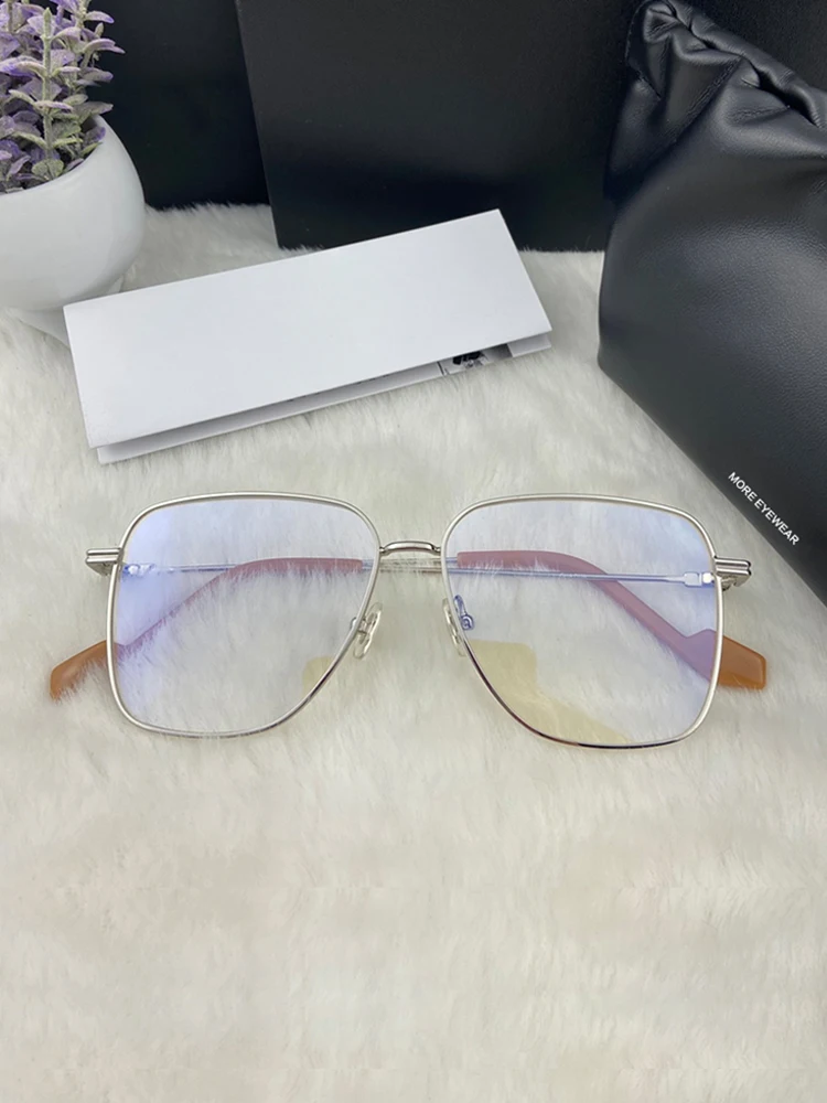 

24 High-quality Titanium Alloy GM Glasses Frame Female Silver Big Face Leptin Yan Jinsi Frame Male Fashion UV Protection Travel.