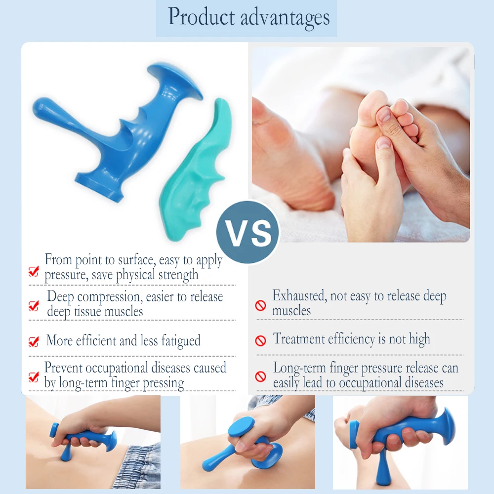 T-shaped Massager Thumb Finger Pressure Press Trigger Point Manual Physiotherapy Tools Full Body Deep Tissue Relax Pain Relief massage tool