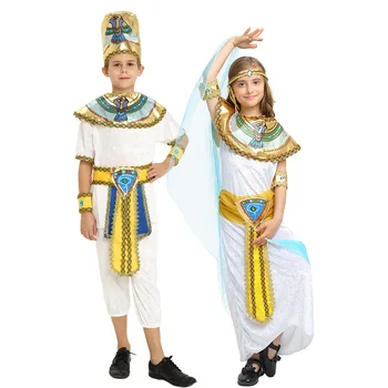 Carnival Kids Egypt Cosplay Costume King Pharaoh Adult Nile Boys Girls Party Gift Children Clothes