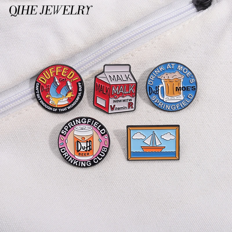 Moe`s 용수철 필드 클럽 에나멜 핀 더프 맥주 클럽 브로치, 배낭 모자 라펠 ..
