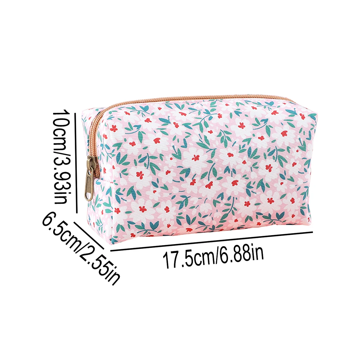 꽃무늬 필통 1개, 생필품을 담을 수 있는 작은 산뜻한 꽃무늬 휴대용 문구류 수납가방, 가족을 위한 선물