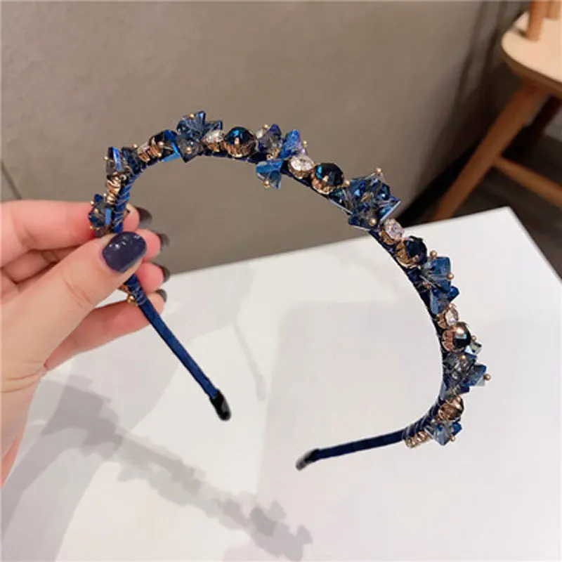 South Korea Crystal Rhinestone Headband Net Red INS French Elegant Headband Banquet Hair Pressure Hair Headdress Women jewelry accessories hair accessory hair headdress hair band crown