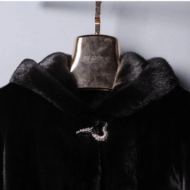 Women Long Jacket Faux Fur Mink Fur Coats Winter-fall Casual Faux Fur Coat Large Size S/9XL Women Hooded Imitation Fur Outerwear