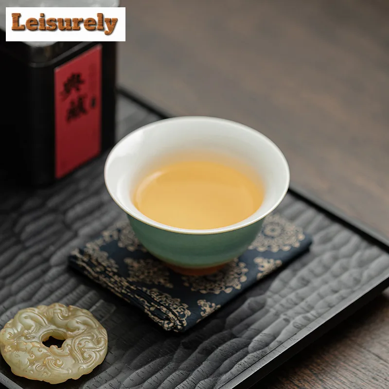 150ML Aurora Kiln Change Red Blue Glaze Teacup Japanese Tea Bowl Beautiful Tea Cup Meditation Cup Coffee Mug Master Cups Teaset