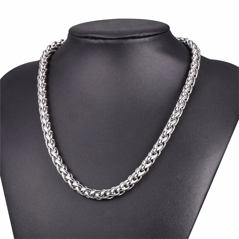 Silver Color Round Box Chain, 5mm Stainless Steel Unisex Necklace - 24 Inch