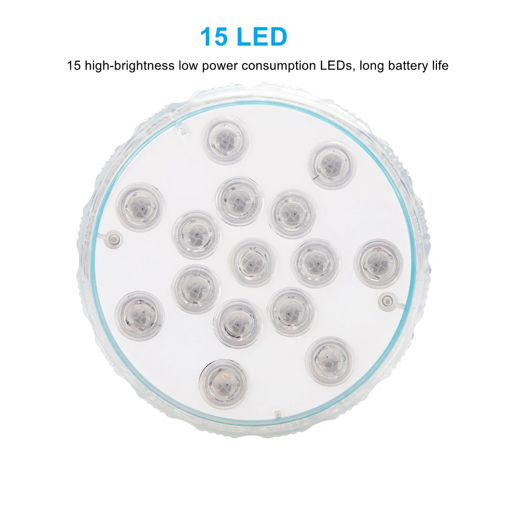 15 LED Underwater Swimming Pool Light with 5 Large Suction Cup RGB IP68 Pond Bathtub Garden Submersible Lamp with Remote Control underwater led lights