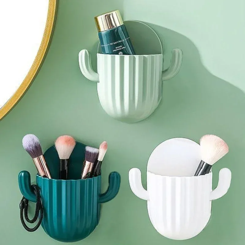 ที่ใส่แปรงสีฟันกระบองเพชรชั้นวางของจัดระเบียบครัวเรือนห้องน้ำชั้นวางของในห้องน้ำชั้นระบายน้ำ 1