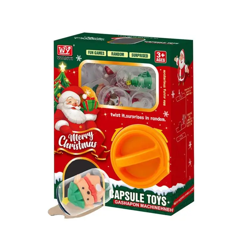 Christmas Egg Twisting Machine Toy Xmas Theme Capsule Dolls Catching Toy Mini Claw Machine For Kids favor Christmas Gift Box New